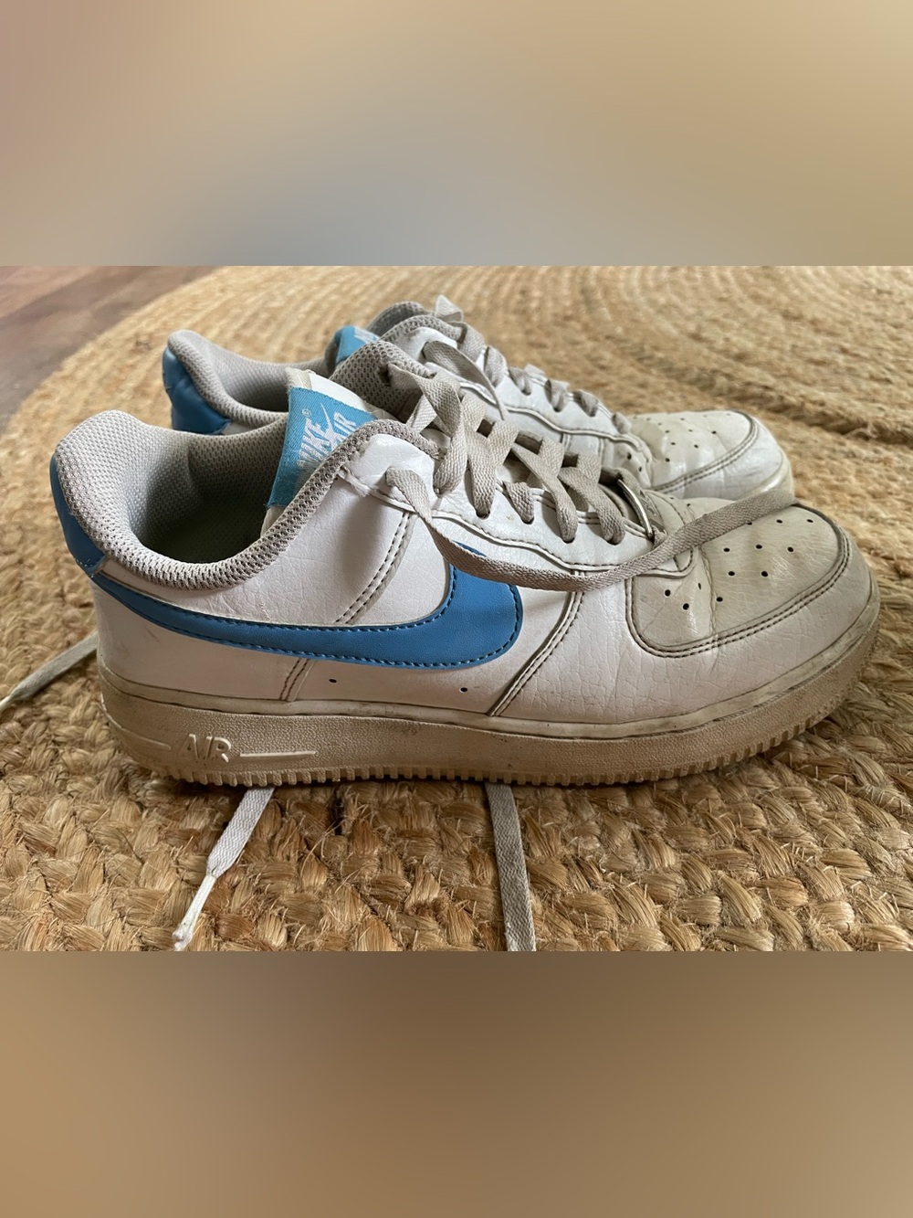 Nike Air Force One Sneakers in White and Light Blue